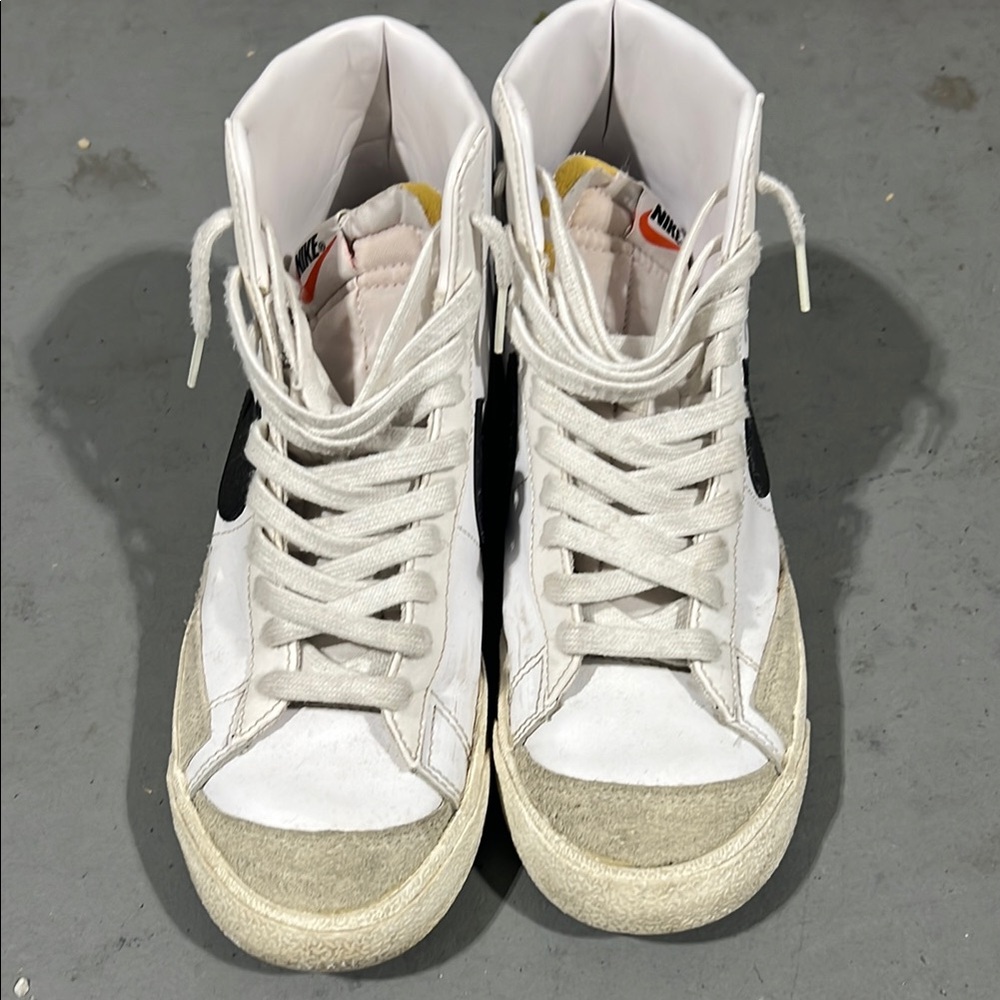 Nike White and Gray High-Top Sneakers Classic Style